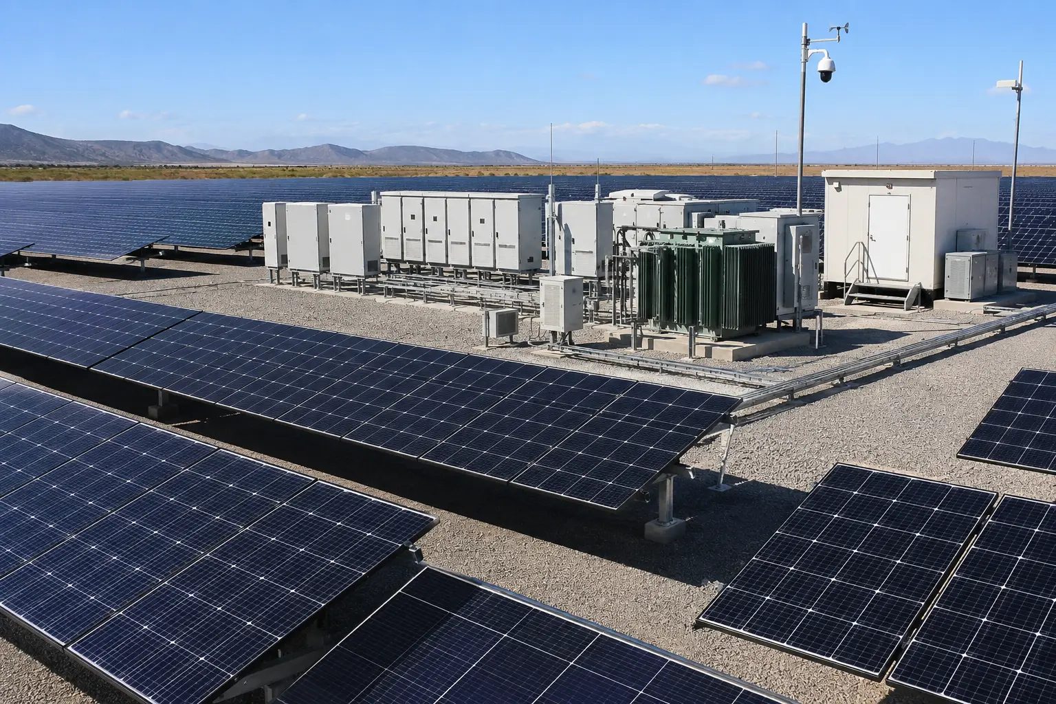 Statie de invertoare si tablouri electrice pentru un sistem fotovoltaic independent de retea
